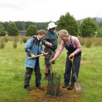 Sabine, Adrian and Maraika adding a stake Tyenna River site 2