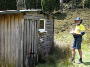 Malcolm painting window frames, Mt Kate House (PD)