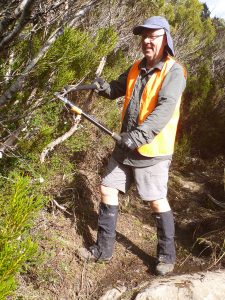 Matthew looking a bit too comfortable, Lake Rodway track (GH)