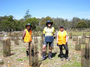 The planting's finished: a satisfied Lyndsey, Malcolm & Kelly (PD)