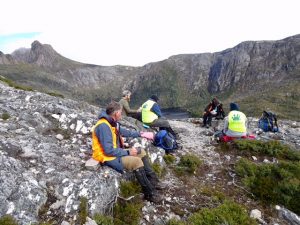 Taking a break above the lakes